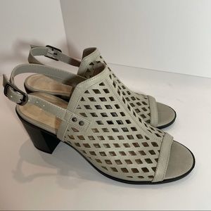 Grey sling back block heel sandal Easy Street 8.5